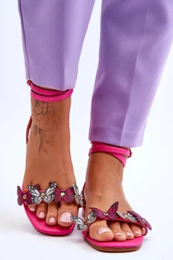 Best Boto Damskie Sandały Z Ozdobnymi Motylami Fuksja Jeane