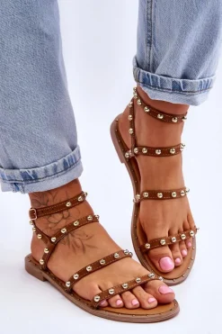 Damskie Boto Damskie Sandały Z Ozdobnymi Ćwiekami Brązowe Dorothy