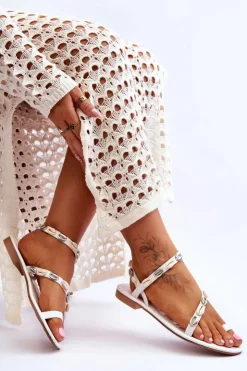 Discount Boto Damskie Sandały Z Ozdobnymi Muszelkami Białe Verdem