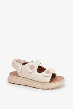 Hot Boto Damskie Sandały Z Ozdobnymi Detalami Na Rzepy Beżowe Zoliner Beżowy