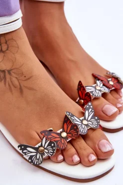 Damskie Boto Damskie Sandały Z Ozdobnymi Motylami Białe Jeane