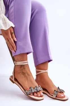 Damskie Boto Damskie Sandały Z Ozdobnymi Motylami Beżowe Jeane