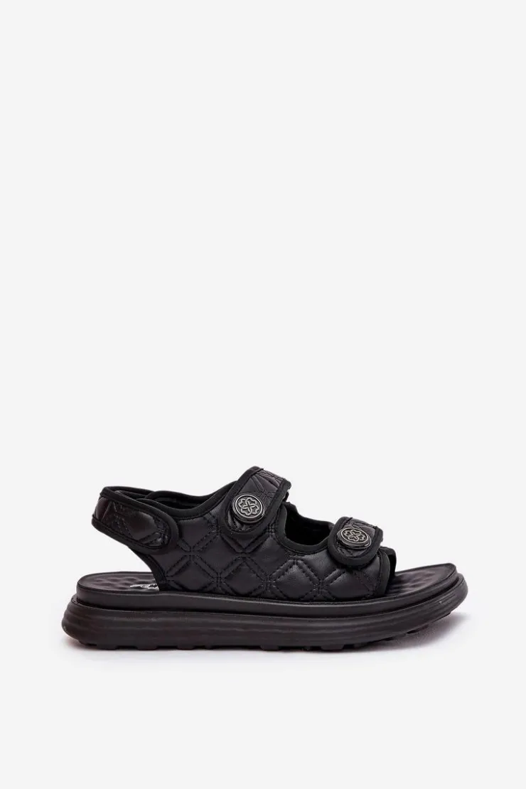 Damskie Boto Damskie Sandały Z Ozdobnymi Detalami Na Rzepy Czarne Zoliner