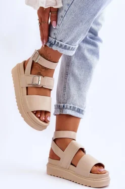 Damskie Boto Damskie Sandały Z Paskiem Beżowe Hever