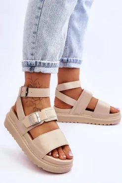 Damskie Boto Damskie Sandały Z Paskiem Beżowe Hever