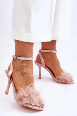 Damskie Boto Damskie Sandały Z Piórkami Nude Tiffany