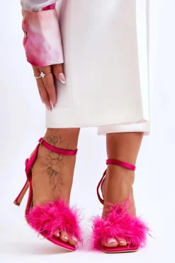 Damskie Boto Damskie Sandały Z Piórkami Fuksja Tiffany