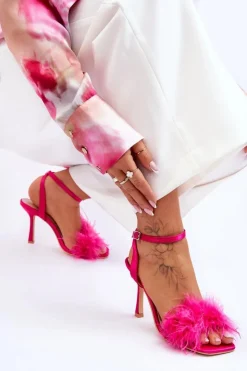 Damskie Boto Damskie Sandały Z Piórkami Fuksja Tiffany