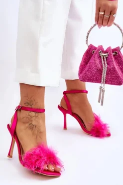 Damskie Boto Damskie Sandały Z Piórkami Fuksja Tiffany