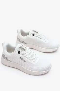 Sale Big Star Shoes Damskie Siateczkowe Buty Sportowe Memory Foam System Big Star LL274664 Białe