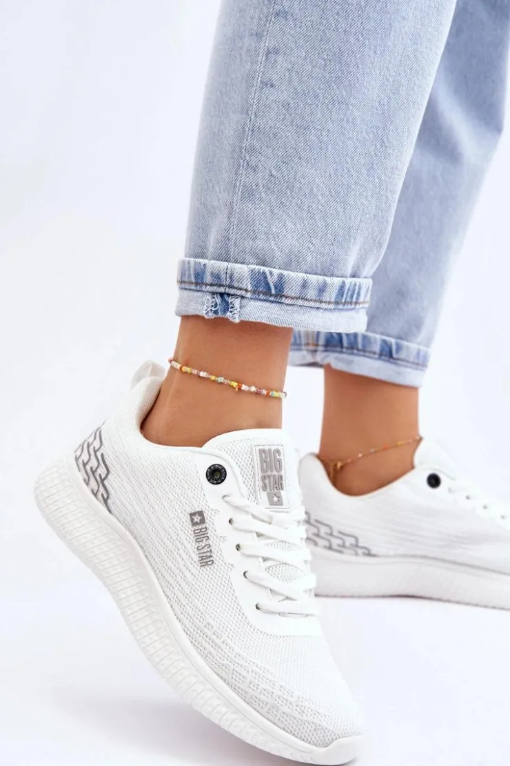 Sale Big Star Shoes Damskie Siateczkowe Buty Sportowe Memory Foam System Big Star LL274664 Białe