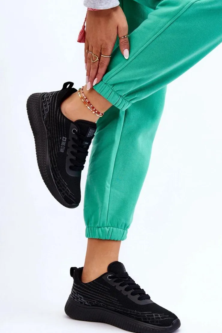 Big Star Shoes Buty Sportowe Big Star|Sneakersy Damskie*Damskie Siateczkowe Buty Sportowe Memory Foam System Big Star LL274662 Czarne Czarny