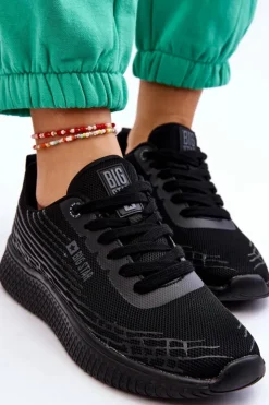Big Star Shoes Buty Sportowe Big Star|Sneakersy Damskie*Damskie Siateczkowe Buty Sportowe Memory Foam System Big Star LL274662 Czarne Czarny