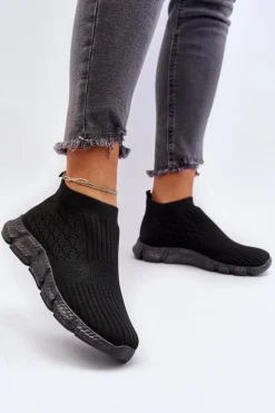 Damskie Boto Damskie Skarpetkowe Buty Sportowe Wsuwane Czarne Liraelia