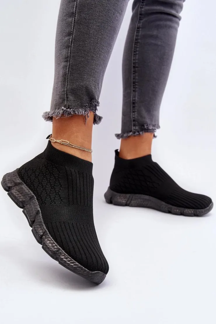 Damskie Boto Damskie Skarpetkowe Buty Sportowe Wsuwane Czarne Liraelia