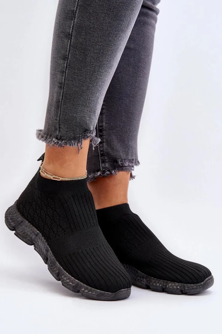 Damskie Boto Damskie Skarpetkowe Buty Sportowe Wsuwane Czarne Liraelia