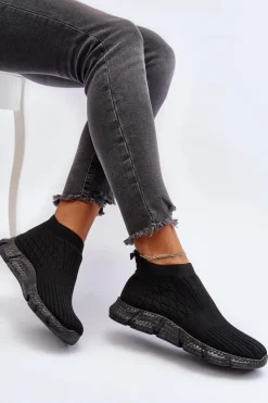 Damskie Boto Damskie Skarpetkowe Buty Sportowe Wsuwane Czarne Liraelia