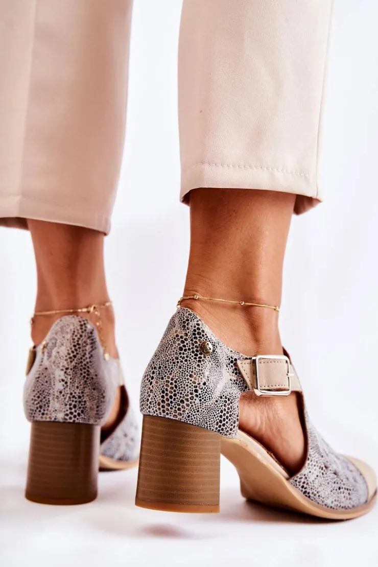 Maciejka Botki Wiosenne|Botki Maciejka*Damskie Skórzane Ażurowe Botki 04962-04 Beżowe