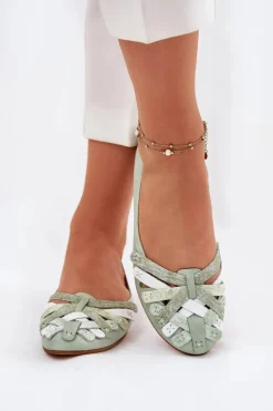 Damskie Maciejka Damskie Skórzane Baleriny 01358-50 Miętowe