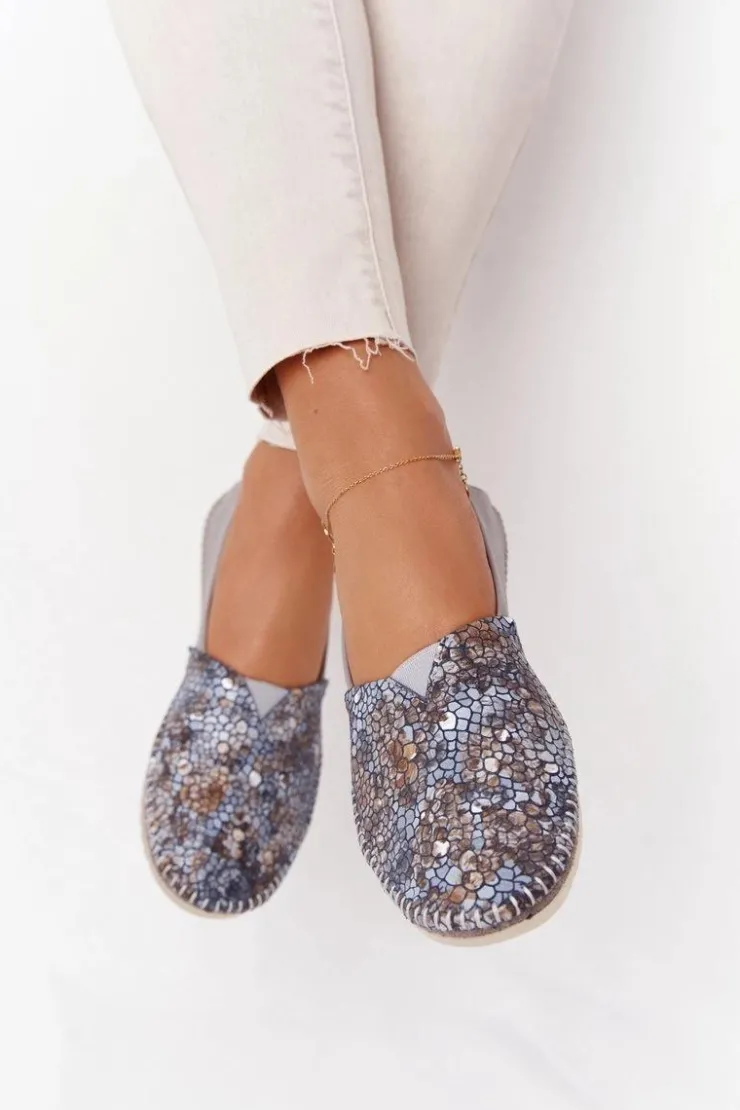 Maciejka Baleriny Skórzane|Baleriny Klasyczne*Damskie Skórzane Baleriny 01930-86 Popielate