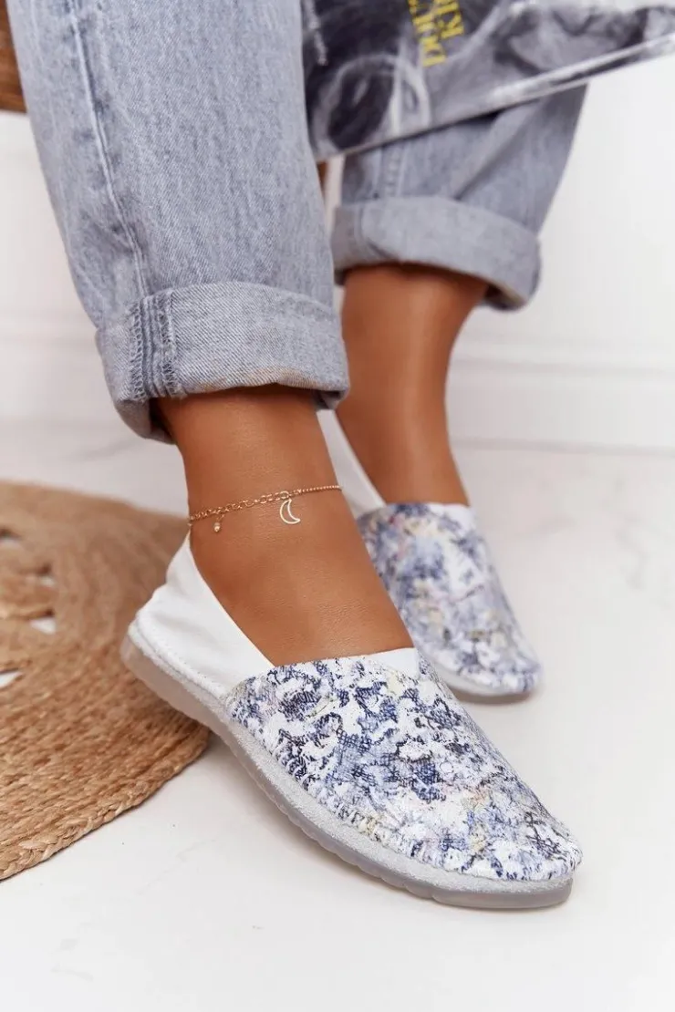 New Maciejka Damskie Skórzane Baleriny Białe 01930-85