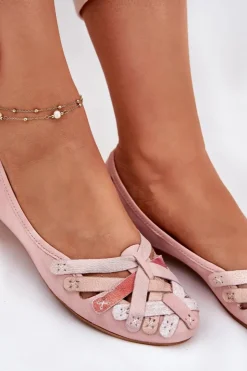Maciejka Baleriny Skórzane|Baleriny Klasyczne*Damskie Skórzane Baleriny 01358-51 Różowe