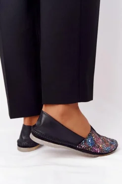 Damskie Maciejka Damskie Skórzane Baleriny 01930-87 Czarne