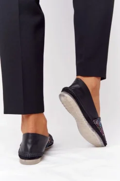 Damskie Maciejka Damskie Skórzane Baleriny 01930-87 Czarne