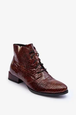 Damskie Maciejka Damskie Skórzane Botki 5743C-02 Brązowe