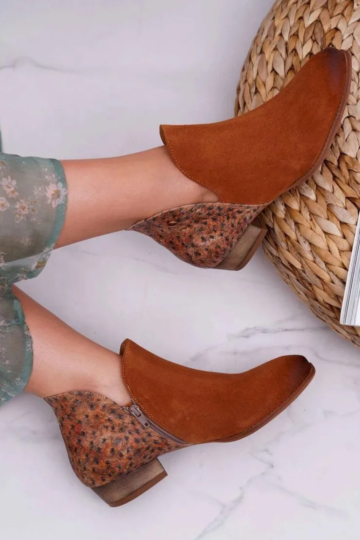 Damskie Maciejka Damskie Skórzane Botki Rude 04091-49