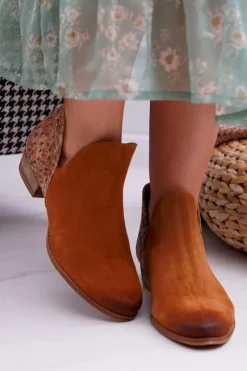 Damskie Maciejka Damskie Skórzane Botki Rude 04091-49