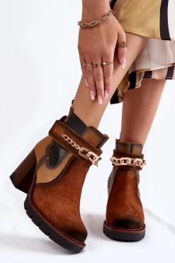 Maciejka Botki Maciejka|Damskie Trapery*Damskie Skórzane Botki 05781-29 Rude