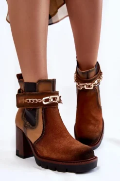 Maciejka Botki Maciejka|Damskie Trapery*Damskie Skórzane Botki 05781-29 Rude