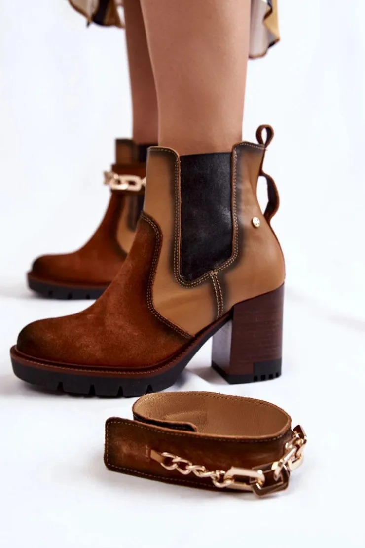 Maciejka Botki Maciejka|Damskie Trapery*Damskie Skórzane Botki 05781-29 Rude