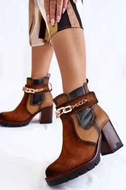 Maciejka Botki Maciejka|Damskie Trapery*Damskie Skórzane Botki 05781-29 Rude