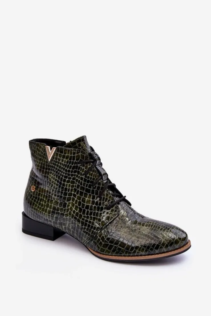 Maciejka Botki Maciejka|Botki Skórzane*Damskie Skórzane Botki 5743C-09 Zielone