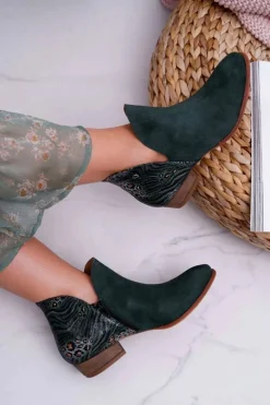 Outlet Maciejka Damskie Skórzane Botki Zielone 04091-19