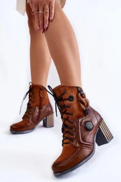 New Maciejka Damskie Skórzane Botki 05599-29 Brązowe