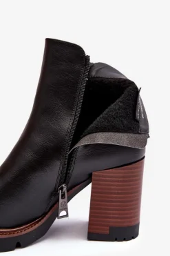 Damskie Buty damskie Vinceza Damskie Skórzane Botki Na Słupku Czarne Brittney