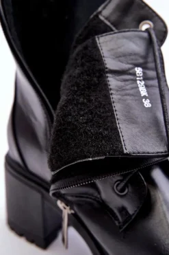 Damskie Buty damskie Vinceza Damskie Skórzane Botki Na Obcasie Czarne Esnar