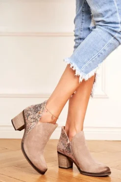 Maciejka Botki Wiosenne|Botki Maciejka*Damskie Skórzane Botki Na Słupku Beżowe 04492-04