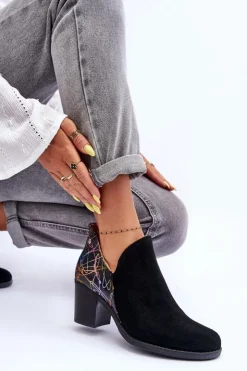 Best Maciejka Damskie Skórzane Botki Na Słupku 04492-99 Czarne Czarny