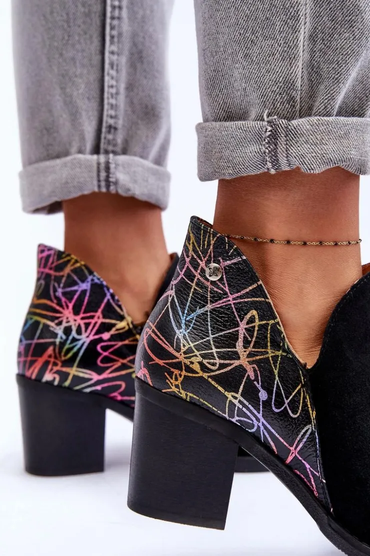 Best Maciejka Damskie Skórzane Botki Na Słupku 04492-99 Czarne Czarny