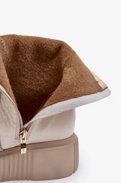 Sale Zazoo Damskie Skórzane Botki Na Platformie Jasnobeżowe Lemar Jenefer