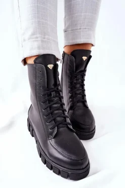 Damskie Boto Damskie Skórzane Botki Nicole 2673 Czarne