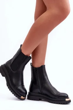 Hot Boto Damskie Skórzane Botki Sztyblety Czarne Nialee