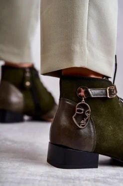 Discount Maciejka Damskie Skórzane Botki Trzewiki 5743A-09 Zielone