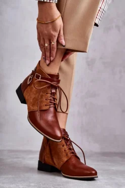 Damskie Maciejka Damskie Skórzane Botki Trzewiki 5743A-29 Brązowe