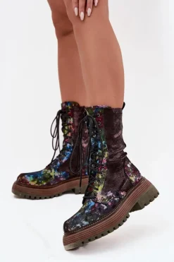 Online Maciejka Damskie Skórzane Botki Workery 06203-39 Multikolor Wielokolorowy