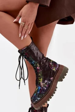 Online Maciejka Damskie Skórzane Botki Workery 06203-39 Multikolor Wielokolorowy